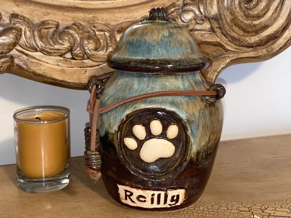 Pet Cremation Urn, Dog Urn with Paw Print - CUSTOM