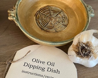 GARLIC DIPPING DISH - Stoneware Clay handmade
