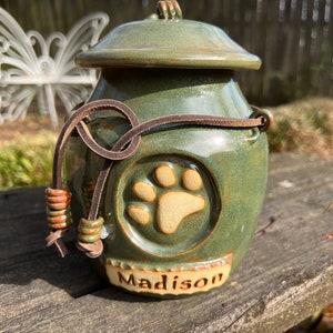 CUSTOM Pet Cremation Urn, Dog Urn with Paw Print - made to order