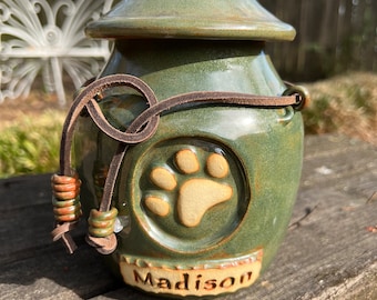 CUSTOM Pet Cremation Urn, Dog Urn with Paw Print - made to order