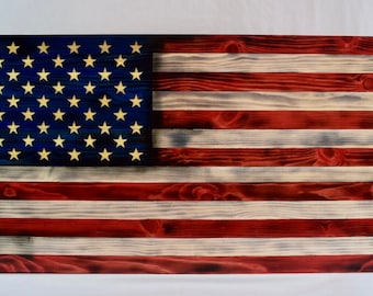 Large Wood American Flag, Patriotic decor, Wall Art, Veteran, Military, Gift, Handmade, Hand carved