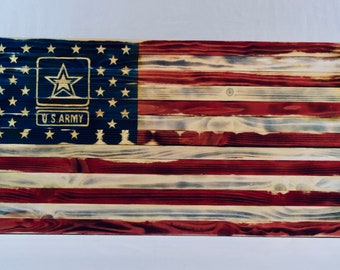 Distressed Army Flag, Wood American Flag, Wall Art, Patriotic Decor, Veteran, Military, Gift, Handmade, Hand carved