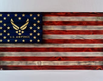 Air Force Flag, Wood American Flags, Wall Art, Patriotic Decor, Veteran, Military, Gift, Handmade, Hand carved