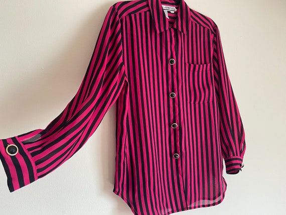 Vintage Striped Button up Blouse Hot 
