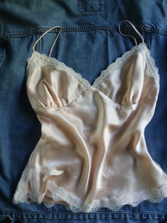 Designer silk camisole with lace / medium