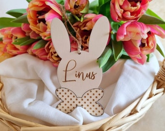 Cute Bunny Easter Basket Tags - Magical Easter Decorations for Kids | Bunny with flower wreath | Bunny with bow tie | for a nice Easter