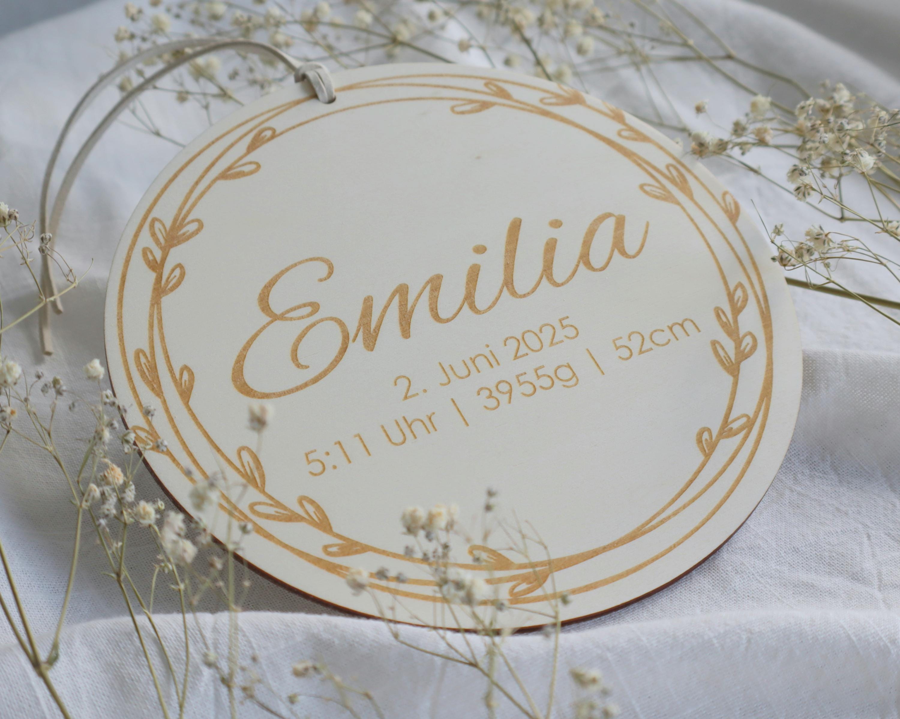Personalized Wooden Birth Announcement Plaque | Baby Name Tag With ...
