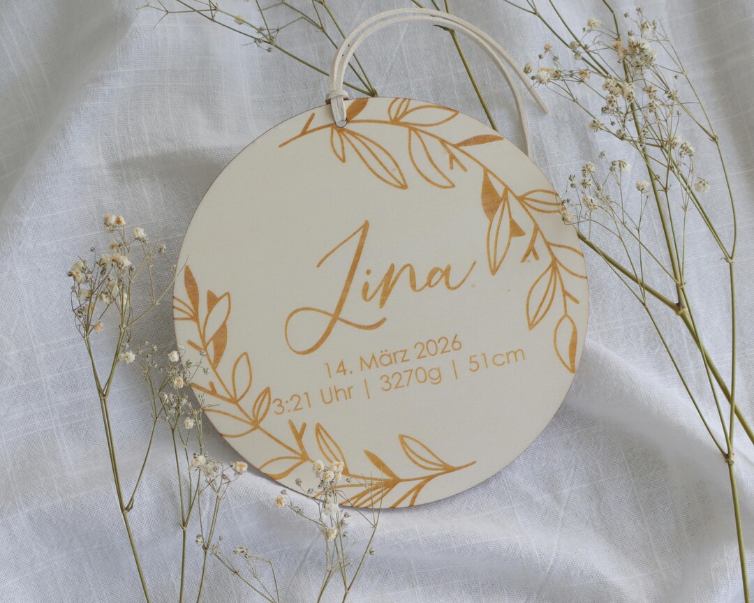 Personalized Wooden Birth Announcement Plaque | Baby Name Tag With ...