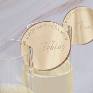 personalisierbare & edle Glasmarkierer aus Spiegelacryl für Deine perfekte Hochzeitsfeier | Acrylglas Silber Gold Rosé Bronze