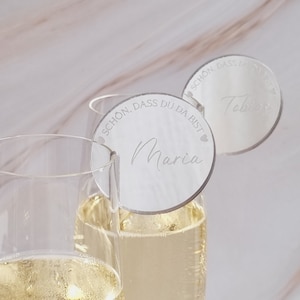 personalisiere Deine Hochzeitsfeier mit edlen Glasmarkierern aus Spiegelacryl | Acrylglas Silber Gold Rosé Bronze