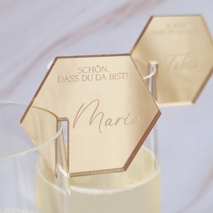 Glasmarkierer aus Spiegelacryl - Edel, modern und das perfekte Gastgeschenk für Deine Feier! | Acrylglas Silber Gold Rosé Bronze