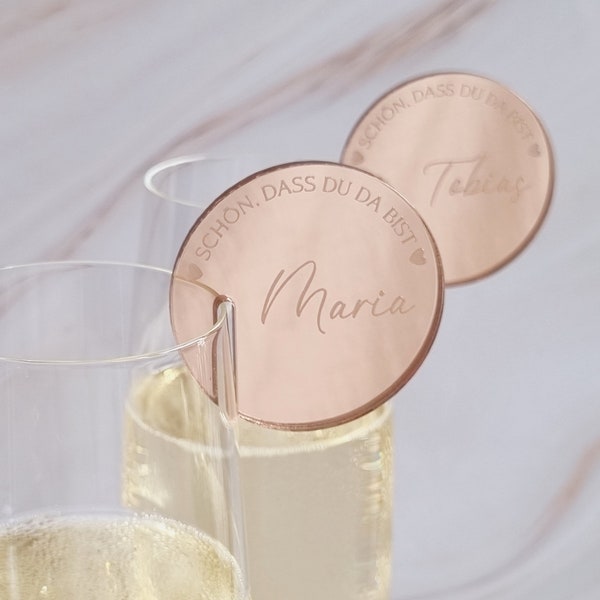 Personalizable glass markers made of high-quality mirror acrylic for your elegant wedding celebration | Acrylic glass silver gold rose bronze