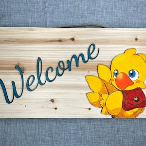 Chocobo Welcome Sign - Final Fantasy - Gift for Final Fantasy Fans-Ask About Commissions & Custom Art