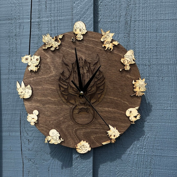 FF Franchise Wall Art Clock - Cloud, Moogle, Yuna - FF Gift or Decor for Final Fantasy Gamers - Ask About Commissions & Custom FF Art