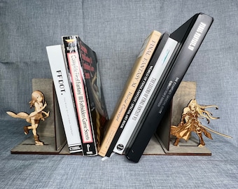 Final Fantasy Engraved Bookends - Sephiroth, Yuna, Cloud, Tidus and more - Gift for FF Fans-Ask About Commissions & Custom Art