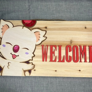 Moogle Welcome Sign - Final Fantasy - Gift for Final Fantasy Fans-Ask About Commissions & Custom Art