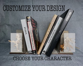 Custom Character Engraved Bookends - Anime, Video Games and more - Gift for Fans-Ask About Commissions & Custom Art
