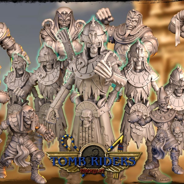 Tomb Kings, Khemri Fantasy Football Team, Tomb Riders, Torchlight Models