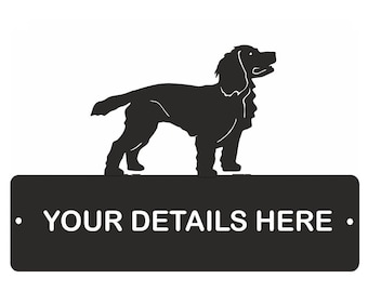 Working Cocker Spaniel Rectangular Gate Plaque - Outdoor Garden Fence Sign Black Metal Plaque