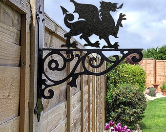 Support décoratif décoratif dragon gallois - Support de panier suspendu contemporain décoratif mural pour jardin suspendu noir