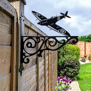 Spitfire Ornamental Hanging Bracket - Contemporary Hanging Basket Bracket Wall Mounted Decorative Garden Hanging Basket Black