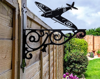 Support suspendu décoratif Spitfire - Support de panier suspendu contemporain décoratif mural pour jardin suspendu noir