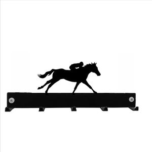 Horse Racing Hook Coat/Key Hanger - Black Metal Wall Mounted Coat Hooks / Lead Hook Rack