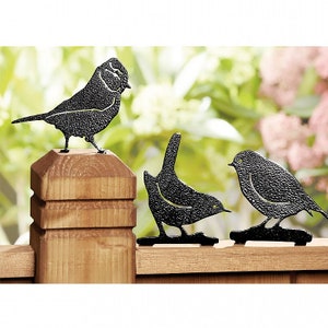 3 Classic British Garden Birds. Fence Topper Set. Life sized garden decorations.