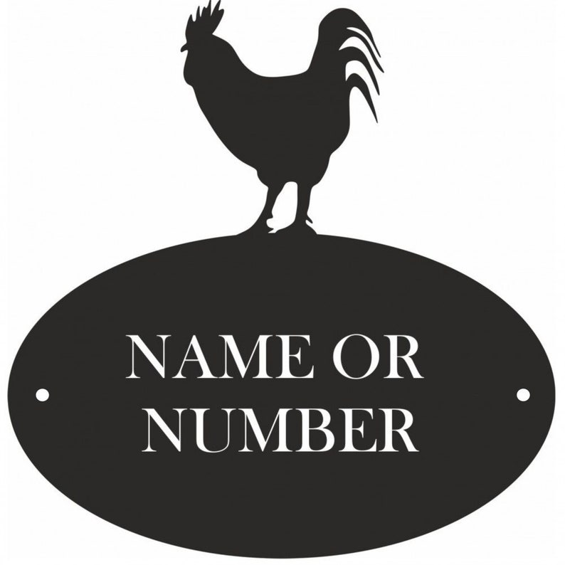 Cockerel Standing 2 Line Wall Address PlaqueSign