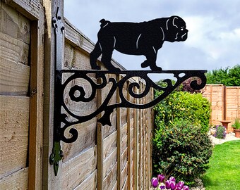 British Bulldog Hanging Basket Bracket, Dog Hanging Bracket For Garden, British Bulldog Gift For Garden Lover, Metal Garden Decor