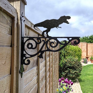 T Rex Ornamental Hanging Bracket - Contemporary Hanging Basket Bracket Wall Mounted Decorative Garden Hanging Basket Black