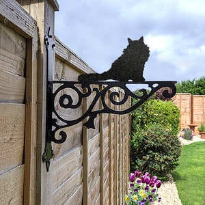 Ragdoll Ornamental Hanging Bracket - Contemporary Hanging Basket Bracket Wall Mounted Decorative Garden Hanging Basket Black