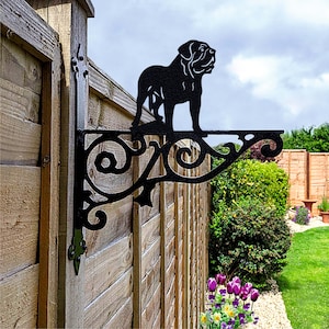 Support de panier suspendu Dogue de Bordeaux, support suspendu chien pour jardin, cadeau Dogue de Bordeaux pour amateur de jardin, décoration de jardin en métal