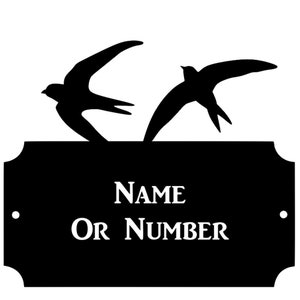 Swifts Metal Rectangular Cutaway House Plaque- Address Wall House Number Sign Black Metal