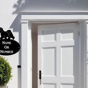 Tibetan Terrier Oval House Plaque - Personalised Black Metal House Sign