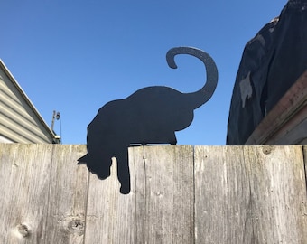 Cat Fence Topper, Metal Garden Art Gift For Cat Lover, Steel Post Topper For Cat Owner, Garden Gift For Cat Lover, Garden Decor
