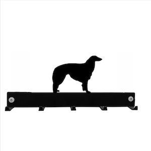 Porte-manteau/porte-clés Barzoi Hound à 5 crochets - Crochets muraux en métal noir/Porte-crochets en plomb