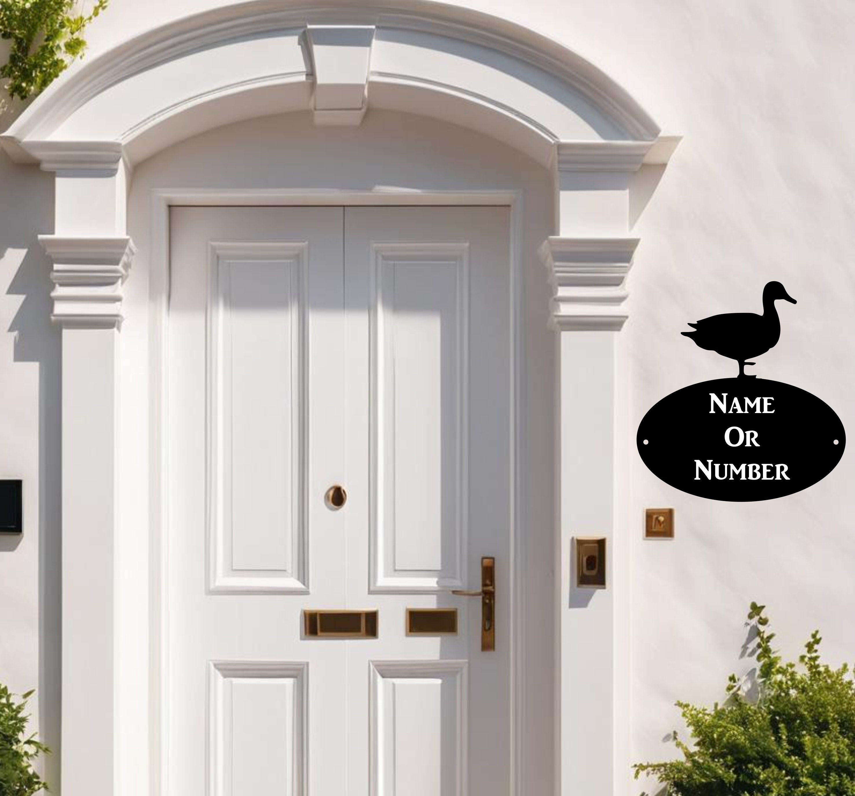 Duck 2 Line Wall Address Plaque/Sign - Bespoke Modern Contemporary Personalised House Number Door Sign