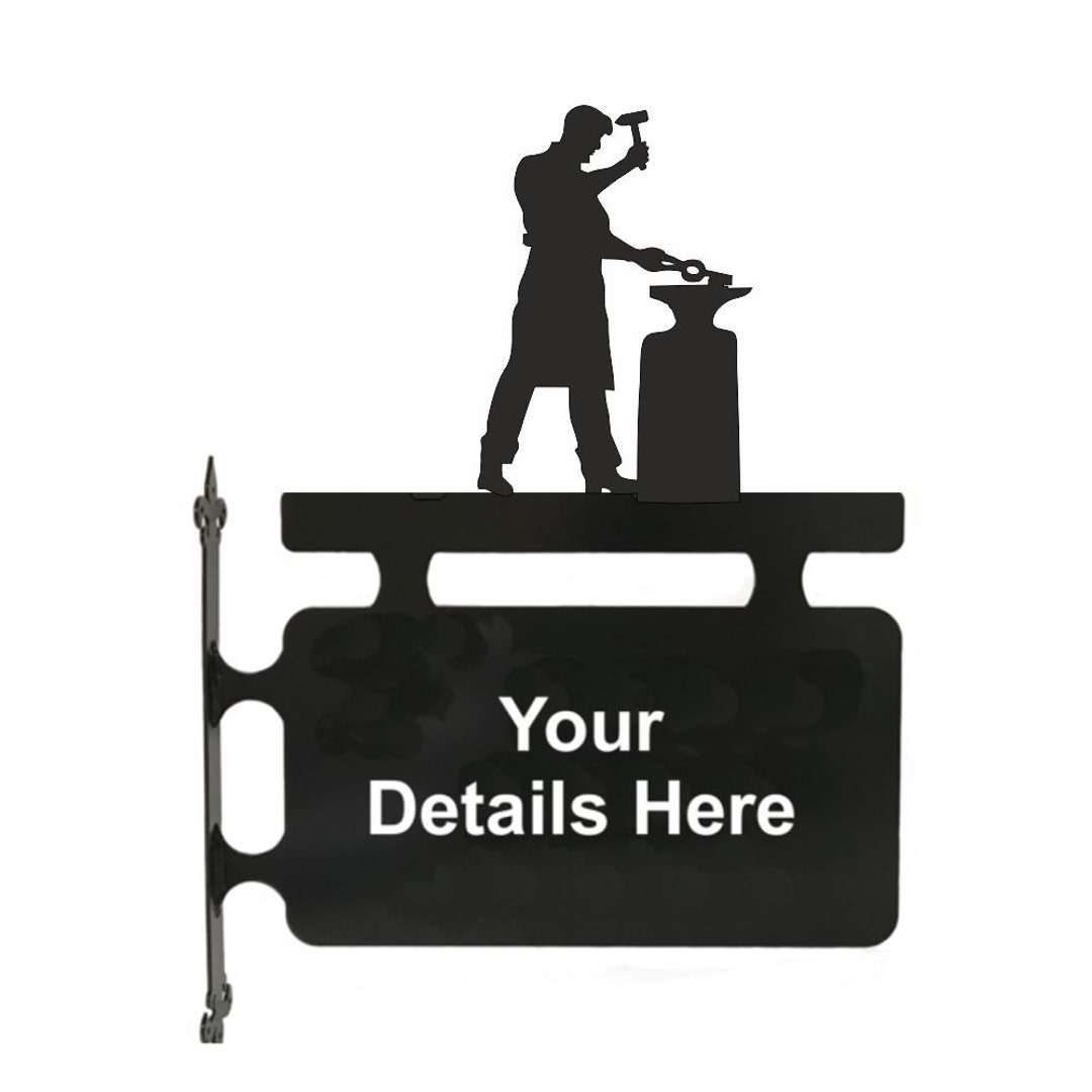 Blacksmith Hanging Sign Outdoor Black Metal House Sign Etsy