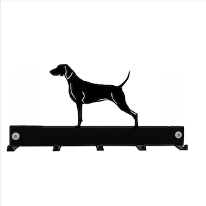 Weimaraner Coat/Key Hanger - Black Metal Wall Mounted Coat Hooks / Lead Hook Rack