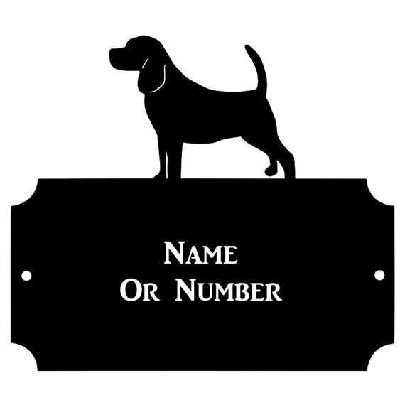 Beagle Metal Rectangular Cutaway House Plaque Address Wall House Number ...