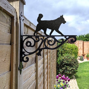 Support de panier suspendu Husky, support suspendu chien pour jardin, cadeau Husky pour amateur de jardin, décoration de jardin en métal