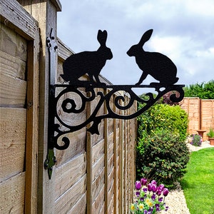 Hare Ornamental Hanging Bracket - Contemporary Hanging Basket Bracket Wall Mounted Decorative Garden Hanging Basket Black