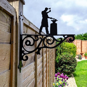 Blacksmith Ornamental Hanging Bracket - Contemporary Hanging Basket Bracket Wall Mounted Decorative Garden Hanging Basket Black