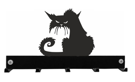 Grumpy Cat Hook Coat/key Hanger Black Metal Wall Mounted Coat
