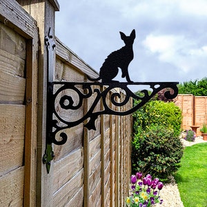 Cornish Rex Ornamental Hanging Bracket - Contemporary Hanging Basket Bracket Wall Mounted Decorative Garden Hanging Basket Black