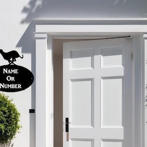 Plaque de maison ovale Greyhound - Plaque de maison personnalisée en métal noir