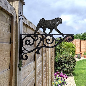 Pug Hanging Basket Bracket, Dog Hanging Bracket For Garden,  Pug Gift For Garden Lover, Metal Garden Decor