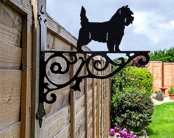 Soporte de cesta colgante Cairn Terrier, soporte colgante para perros para jardín, regalo Cairn Terrier para amantes del jardín, decoración de jardín de metal