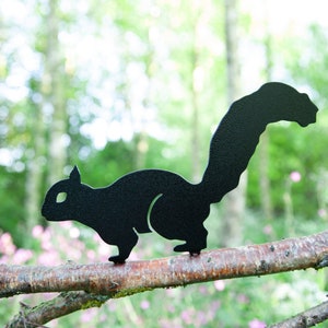 Red Squirrel Fence Topper, Metal Garden Art Gift For Squirrel Lover, Steel Post Topper, Gift For Squirrel Lover, Metal Squirrel Garden Art